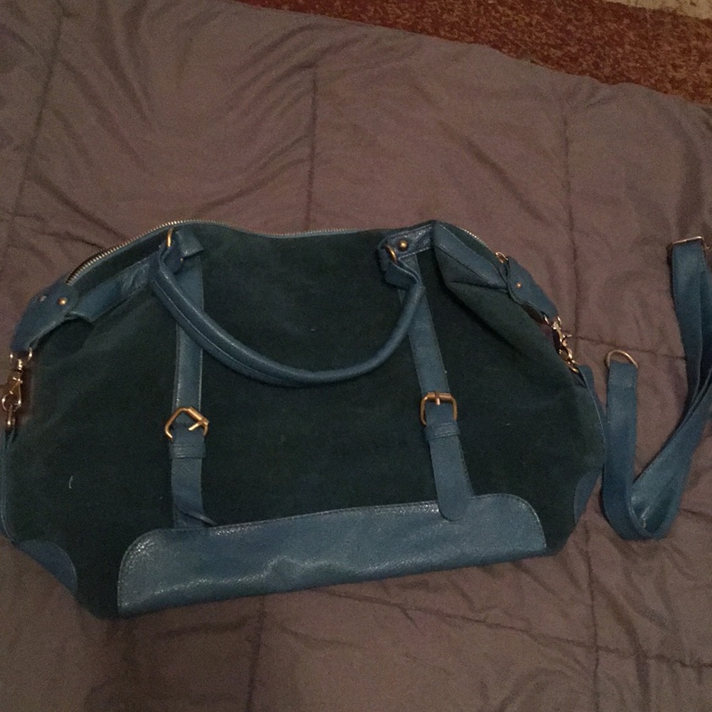 Teal suede purse